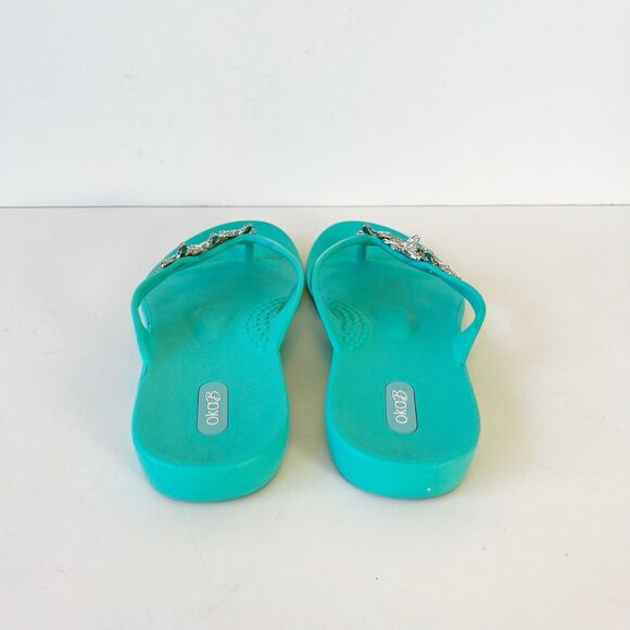 Oka B Ryann Star Fish Embellished Flip Flops Sea Glass Beach Vacation Size 7 - Picture 4 of 12
